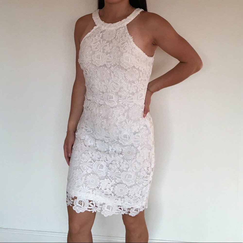 Lulus Ivory Lace Halter top dress